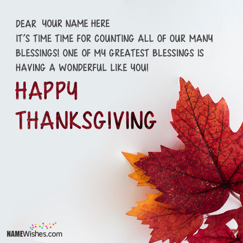 Write Name On Happy Thanksgiving Wishes